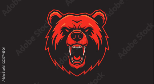 Fierce Red Angry Bear Head.