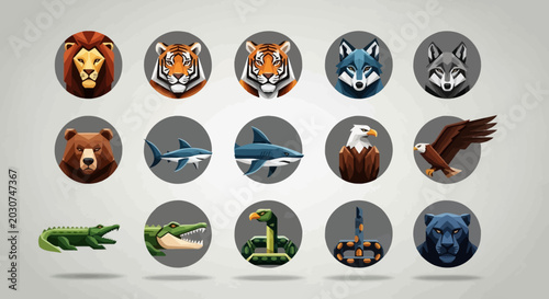 Collection of various wild animal icons.