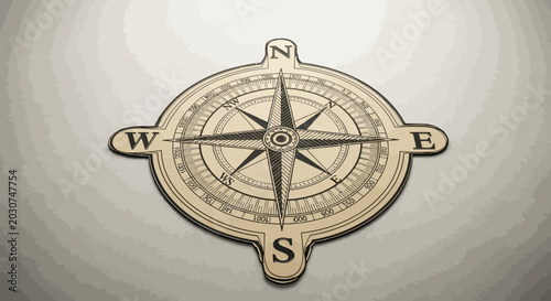 Vintage Navigation Compass Instrument Closeup.
