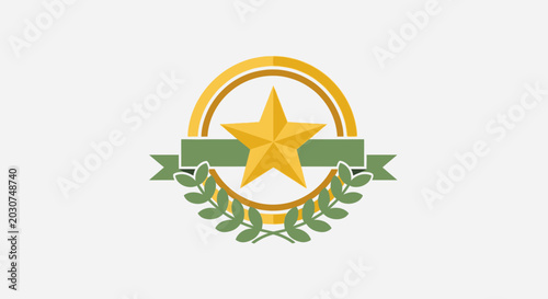 Golden star award emblem logo symbol.