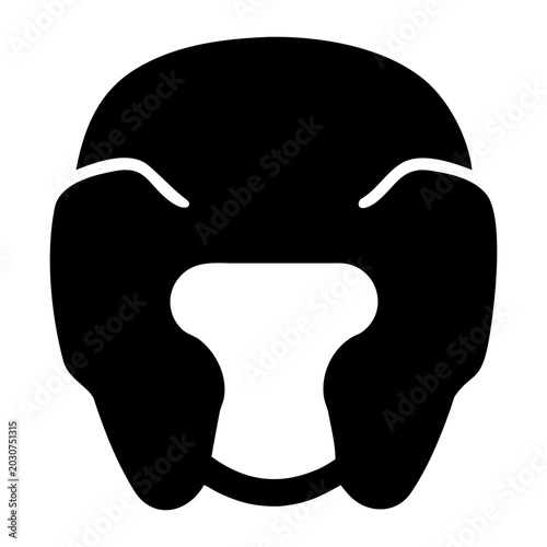Boxing Headgear Silhouette: A stark black silhouette of a boxing headguard, representing protection and combat in sports.