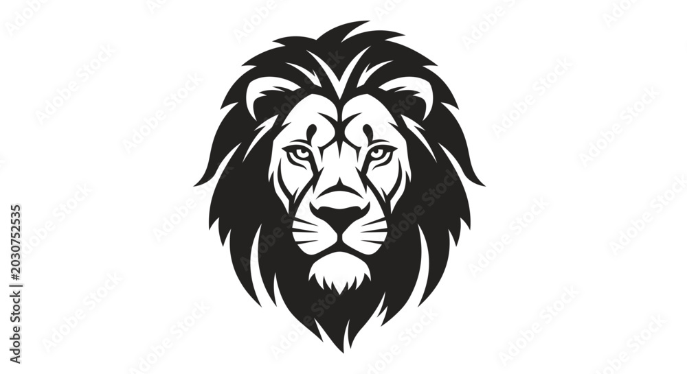 Obraz premium Black and white lion head portrait.
