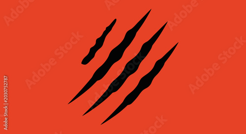 Black claw marks on orange background.