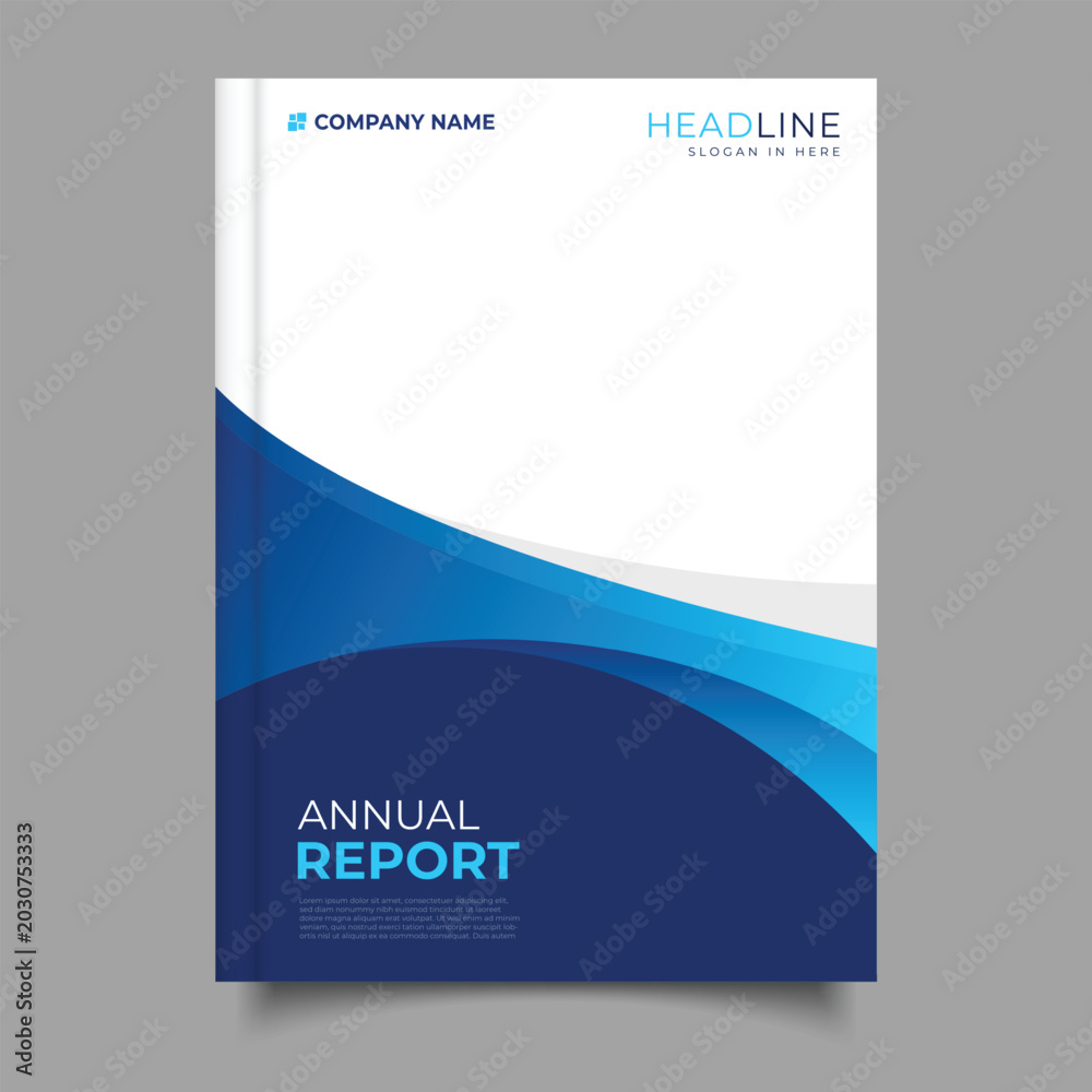 Fototapeta premium Modern business blue annual report template curve design.a4 brochure corporate flyer design decoration