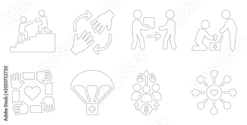 Foto Line style vector icons for healthcare and charity