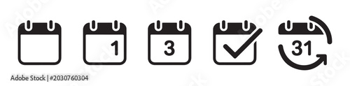 Fotografie Modern calendar icon sequence displaying various dates and recurring event cycle planning symbols
