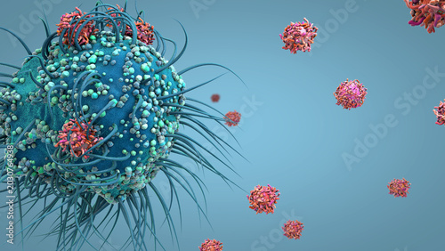 Quadro su tela A dendritic cell is a key immune cell that detects viruses, captures their antigens, and helps activate T cells in the human immune system