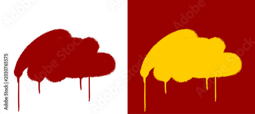 Canvastavla Abstract dark red and yellow background paint patches showcasing messy fluid ink bleeding drips for alternative youth subculture streetwear merchandise banner backdrop layout clip art
