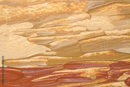 Stylish acrylic abstract background combining warm beige and terracotta tones with expressive brush strokes. Ideal for boho branding, modern interiors, fashion and creative design projects.