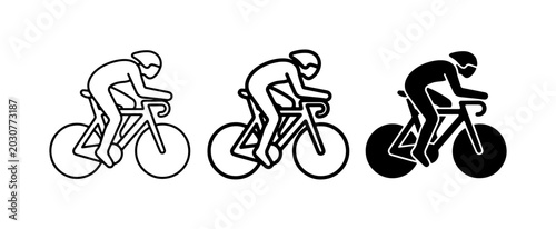 Cyclist Icons: Speed, Sport, and Competition Vector Graphics