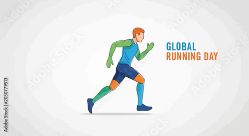 Foto Runner in motion celebrating global running day.