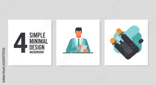Schilderij op canvas Business Person at Desk in Minimal Design Theme.