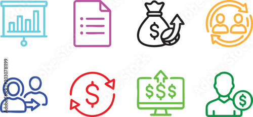 Fotografia Colorful business and finance including money, people, and documents