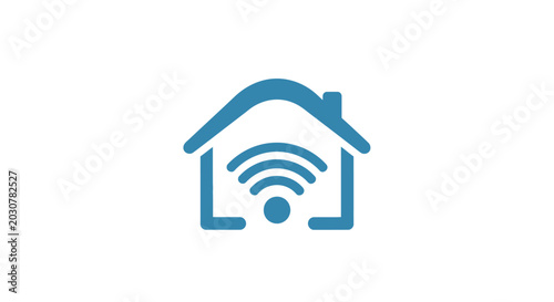 Bild auf Leinwand A simple blue icon representing wireless internet connectivity inside a resident