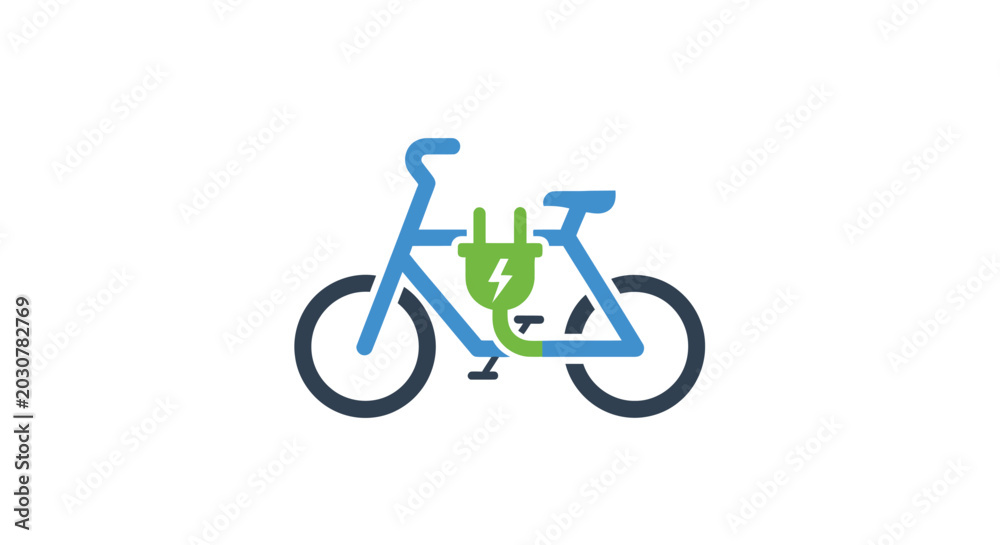 Fototapeta premium A minimalist icon representing an electric bicycle on a white background