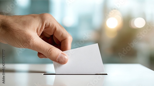 Hand casting vote into ballot box, symbolic of election participation