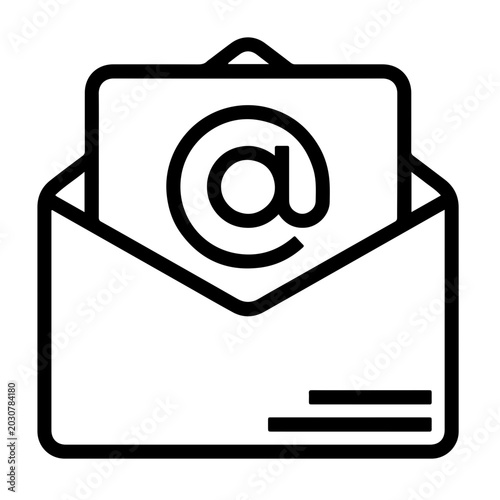 Email icon with @ symbol, minimalist envelope design for contact and communication.