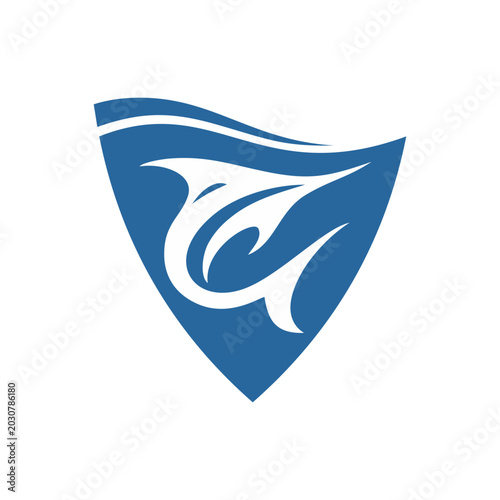 Abstract marlin icon in digital tech style. Suitable for system interface, platform design, software and modern applications.