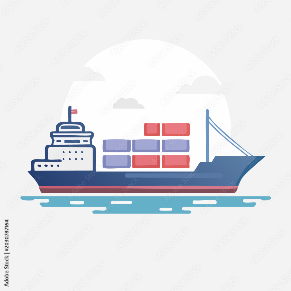Fototapeta premium Cargo Ship Carrying Containers on the Water.