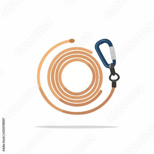 Climbing Rope and Carabiner Vector Illustration.