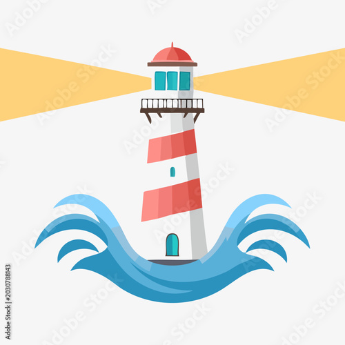 Coastal Lighthouse Guiding Ships Safely Through the Ocean.