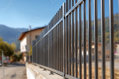 strong metal safety fence with vertical bars