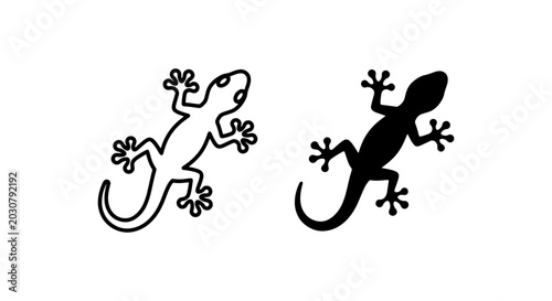 Tableau sur toile Gecko Vector Icons: Outline and Silhouette, Reptile Graphics