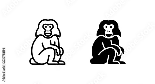 Canvas Print Monkey Icons, Primate Vector Graphics, Ape Symbol Set, Animal Silhouette