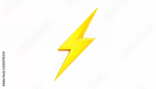 Bright yellow lightning bolt icon symbolizing energy power and technology on white background