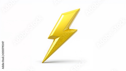 Bright yellow lightning bolt icon symbolizing energy power and electricity on white background