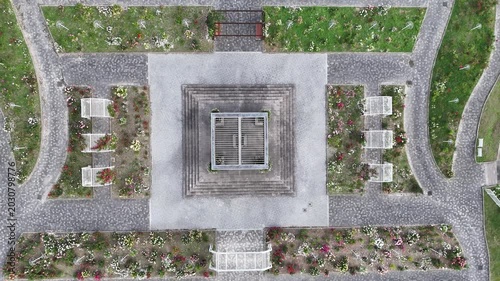 Aerial Top View of Colorful Rose Garden in Waki Yamaguchi Japan, 4K Floral Pattern Landscape 06