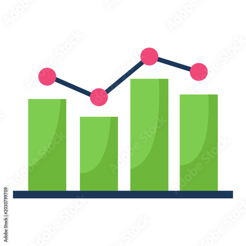 ​Business Growth Bar Chart and Line Graph Vector Illustration