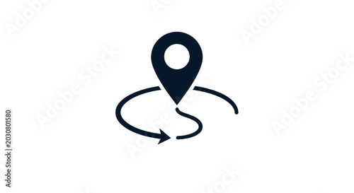 Photos A simple dark icon representing a navigation path and a destination marker point
