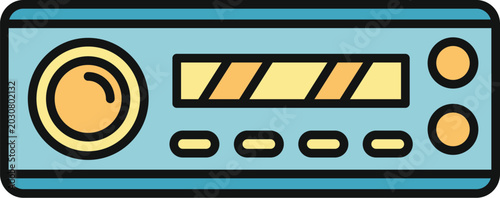 Schilderij op canvas Car radio head unit isolated icon for vehicle audio and dashboard electronics
