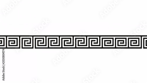 Classic black and white geometric Greek key border pattern for design and decoration
