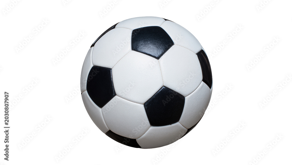 Naklejka premium Classic black and white soccer ball with pentagonal panels