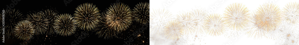 Obraz premium luxury gold fire flashes repeating across panoramic space for cinematic winter holiday entertainment