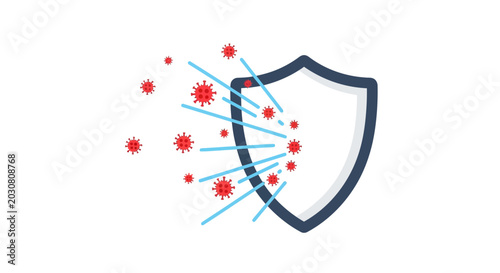 Obraz na plátně A protective shield blocking small red circular pathogens from entering the area