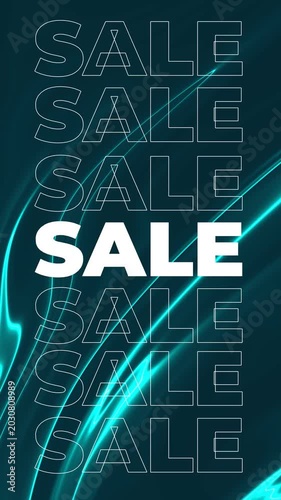 Dynamic Neon Sale Promotion Background Loop for Online Marketing and Ecommerce Advertising.