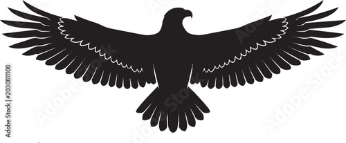 Photos Black eagle silhouette, flying bird icon, wingspan illustration, animal symbol