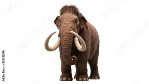 Tableau sur toile Woolly Mammoth with Curved Tusks and Shaggy Fur