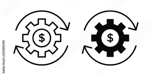 Photos Costs optimization icon solid Icon Design Concept. Line icons