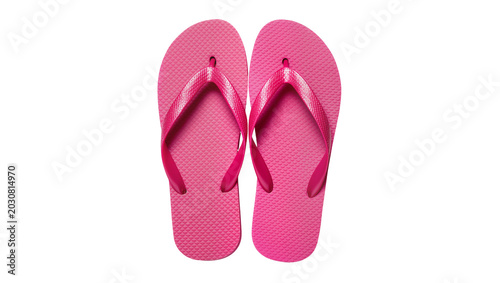 Fotografía Pink textured flip-flops with rubber straps