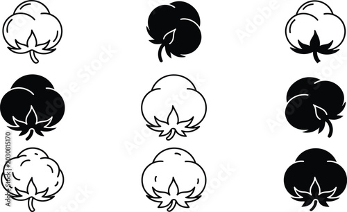 Schilderij op canvas Three different mushroom types drawn as simple black and white icons on plain ba