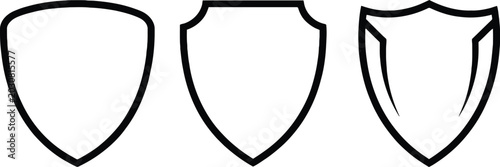 Three simple shield shapes icons for protection or security design Vector