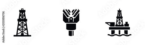 Fotografía Oil and Gas Drilling Rig Industry Icons