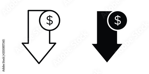 Foto Lower cost icon solid Icon Design Concept. Line icons