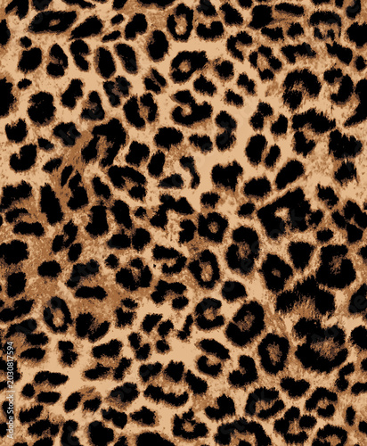 Canvas Print leopard animal skin seamless pattern, watercolor brown safari texture textile
