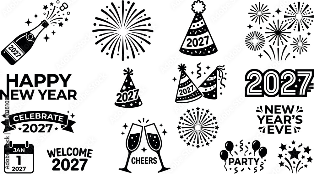 Fototapeta premium New year's 2027 silhouette graphics and text