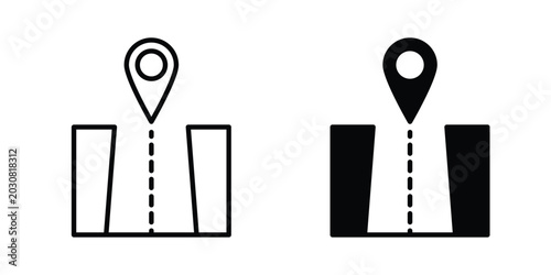 Foto Navigation road trip icon solid Icon Design Concept. Line icons